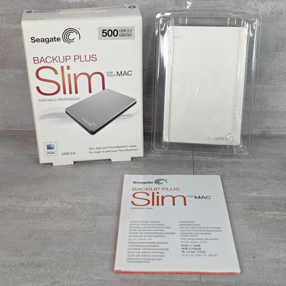 Seagate Backup Plus Slim Mac Portable Drive 500 GB USB 3.0 For MAC- Open Box